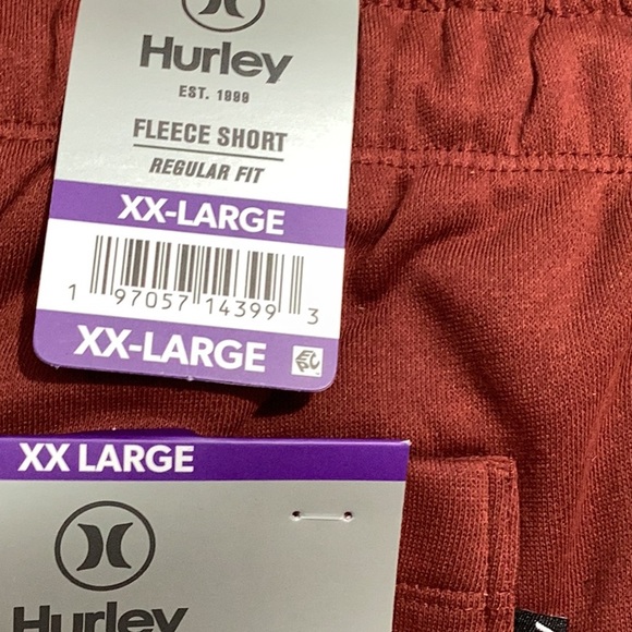 Hurley Men’s Logo Fleece Shorts Size (XXL,L) Red - Picture 8 of 8